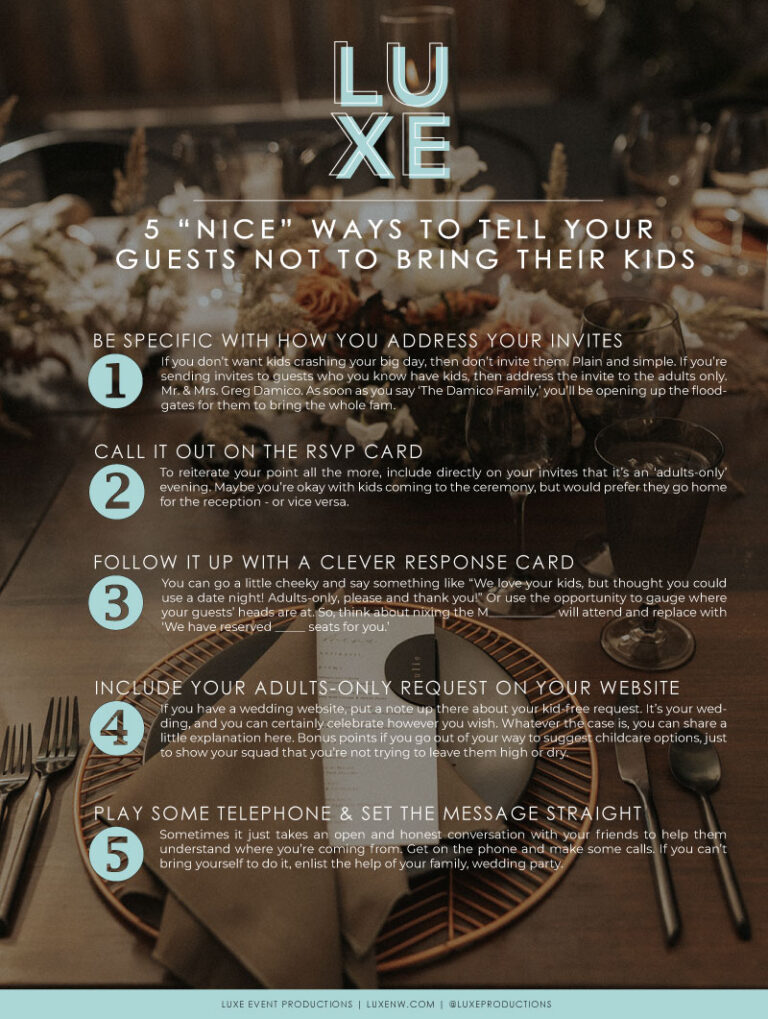 How to Tell Your Wedding Guests NO KIDS? 5 “Nice” Ways to Tell Your