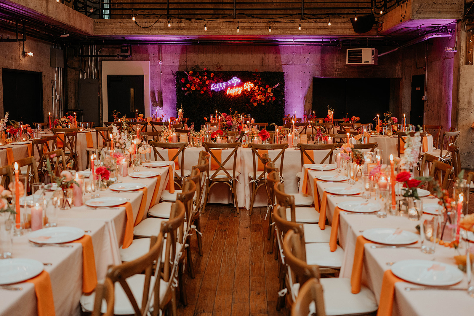 Colorful orange and purple lesbian wedding in seattle wa